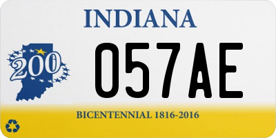 IN license plate 057AE