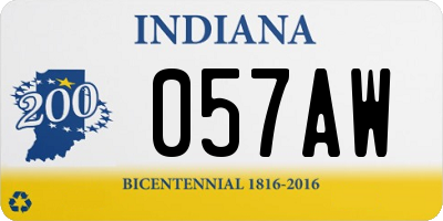 IN license plate 057AW