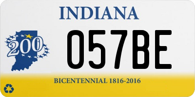IN license plate 057BE
