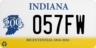 IN license plate 057FW