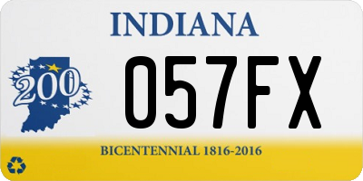 IN license plate 057FX