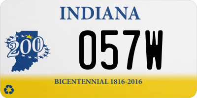 IN license plate 057W