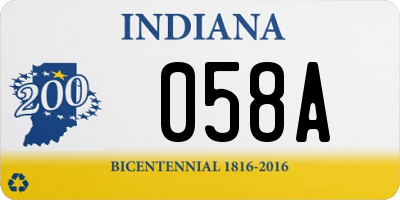 IN license plate 058A