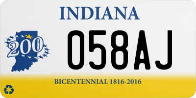 IN license plate 058AJ