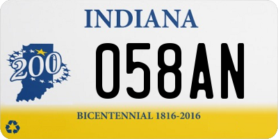 IN license plate 058AN