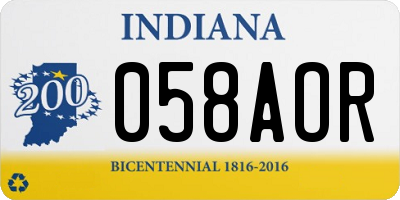 IN license plate 058AOR