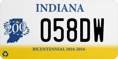IN license plate 058DW