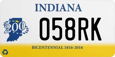 IN license plate 058RK