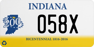 IN license plate 058X