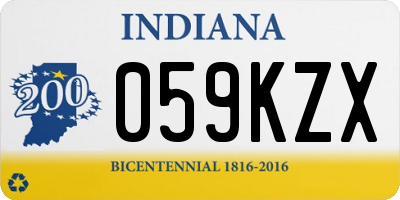 IN license plate 059KZX