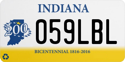 IN license plate 059LBL