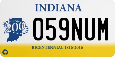 IN license plate 059NUM