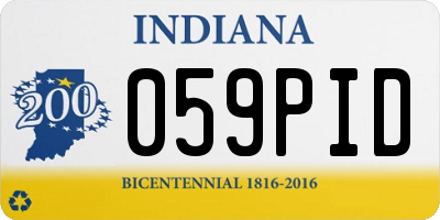 IN license plate 059PID