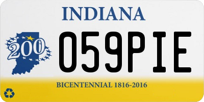 IN license plate 059PIE
