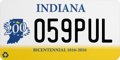 IN license plate 059PUL