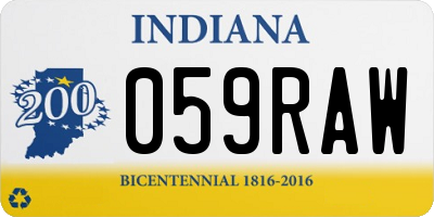IN license plate 059RAW