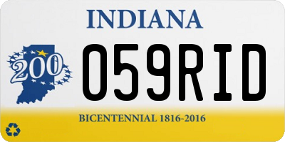 IN license plate 059RID