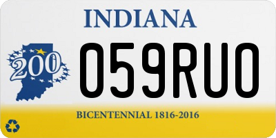 IN license plate 059RUO