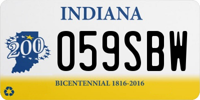 IN license plate 059SBW
