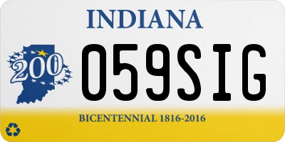 IN license plate 059SIG
