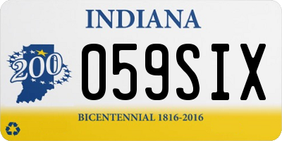 IN license plate 059SIX