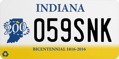 IN license plate 059SNK