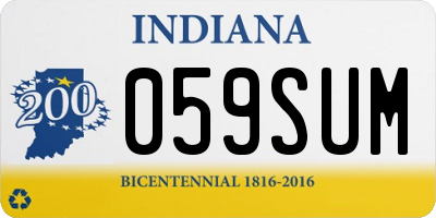 IN license plate 059SUM