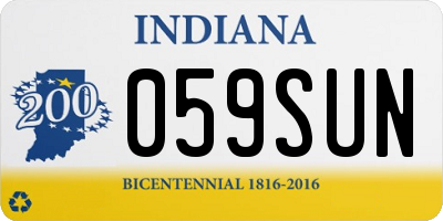 IN license plate 059SUN