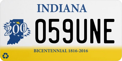 IN license plate 059UNE
