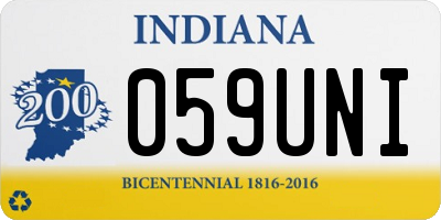 IN license plate 059UNI