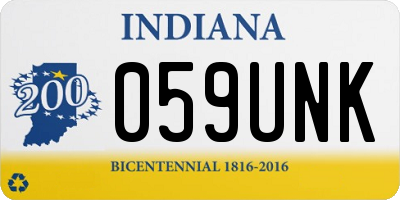 IN license plate 059UNK