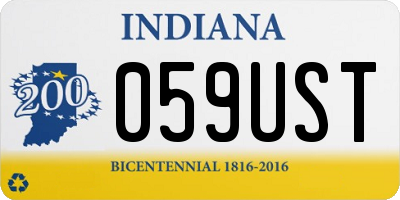 IN license plate 059UST