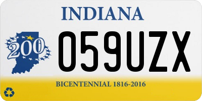 IN license plate 059UZX