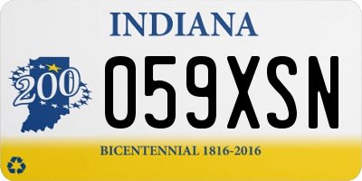 IN license plate 059XSN