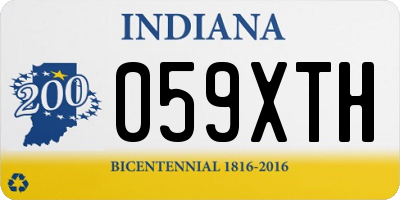 IN license plate 059XTH
