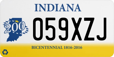 IN license plate 059XZJ