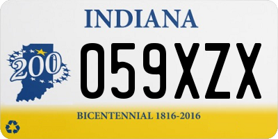 IN license plate 059XZX