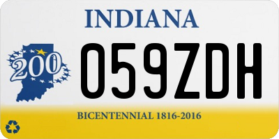 IN license plate 059ZDH