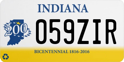 IN license plate 059ZIR