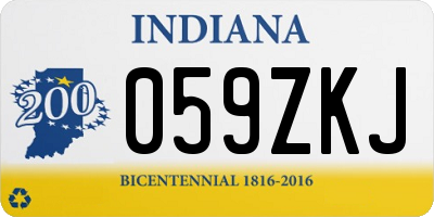 IN license plate 059ZKJ