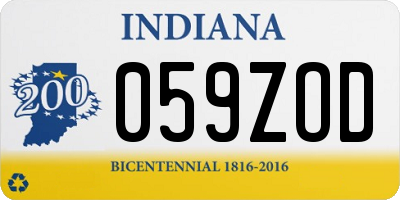 IN license plate 059ZOD