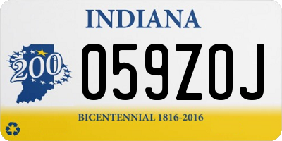 IN license plate 059ZOJ