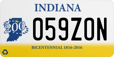 IN license plate 059ZON