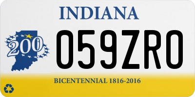 IN license plate 059ZRO