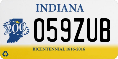 IN license plate 059ZUB