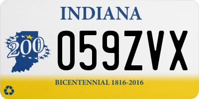 IN license plate 059ZVX