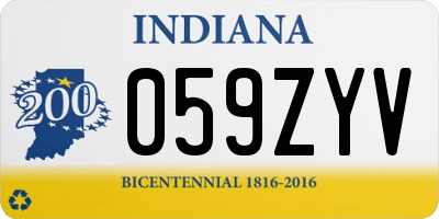 IN license plate 059ZYV