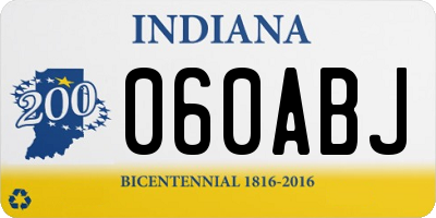 IN license plate 060ABJ