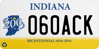 IN license plate 060ACK