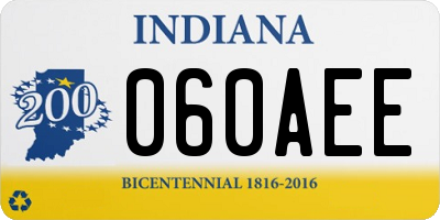 IN license plate 060AEE
